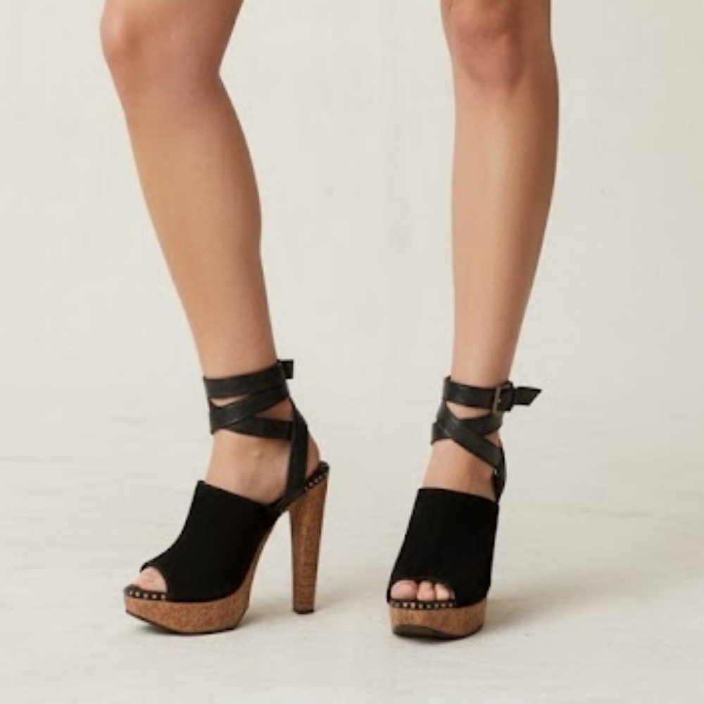 HERVE Leger suede & cork heels size 7